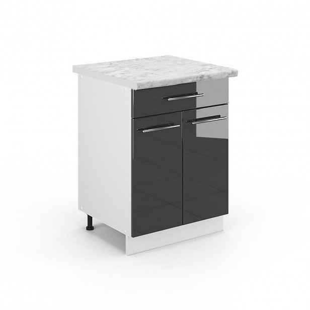 Vicco SPODNÍ SKŘÍŇKA KUCHYŇSKÉ LINKY Fame-Line Antracitový vysoký lesk 60 cm se zásuvkou, PD Mramor