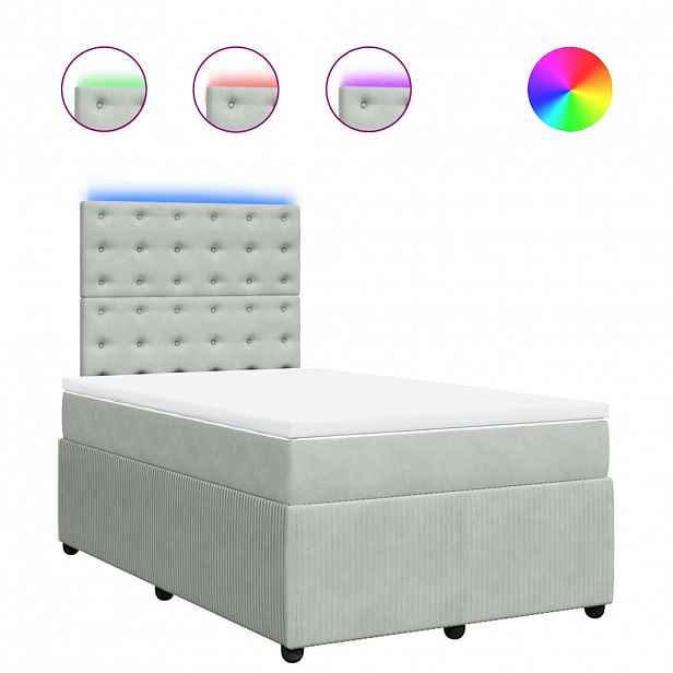 vidaXL Box spring postel s matrací světle šedá 120x190 cm samet