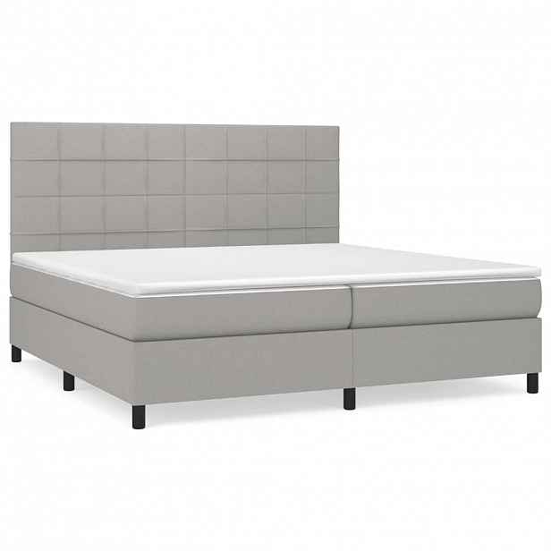 vidaXL Box spring postel s matrací světle šedá 200 x 200 cm textil