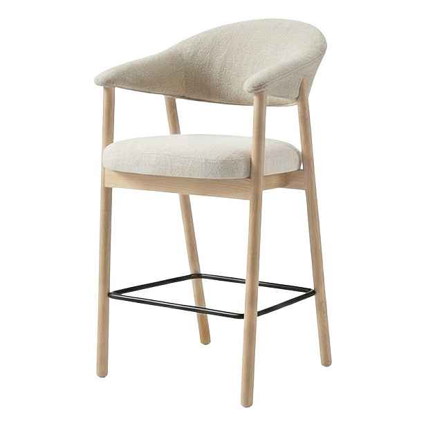 Krémová/v přírodní barvě čalouněná barová židle s područkami (výška sedáku 67 cm) Elk – Unique Furniture