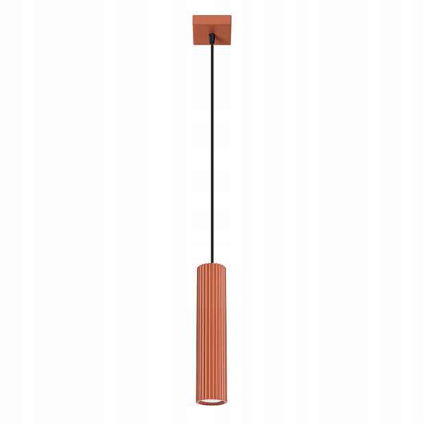 Sollux Bodová závěsná lampa červená vroubkovaná tuba 30 cm nad ostrovní stůl