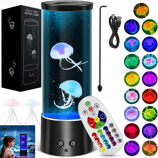 Velká Lampička Lava Lampa Lava S Medúzami Led Stolní Lampa 17 Barev S Dálkový Ovladač