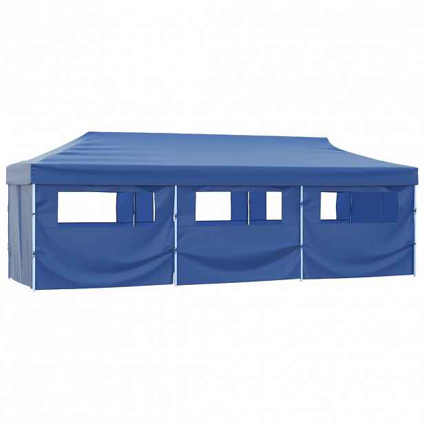 vidaXL Skládací nůžkový party stan s 8 bočními stěnami 870x291x315 cm modrý