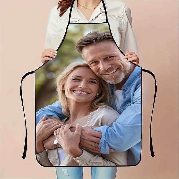 TEMU Personalizovaná zástěra s fotografií na míru, 1 ks, Zástěra, 2D, Přílohy na pečení, Kuchyňská zástěra, Unisex zástěra, Dárek na Valentýna a Den