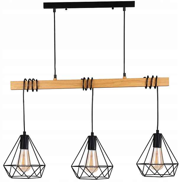 Vigo Wood 3xE27 závěsná lampa černá