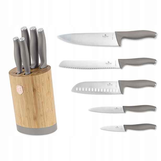 Sada Nožů Berlinger Haus BH-2756 Taupe V Bambusovém Bloku
