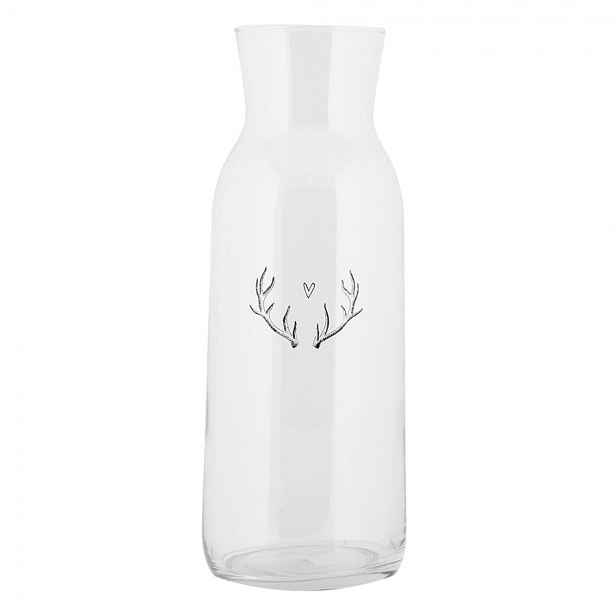 Skleněná karafa paroží se srdíčkem Love Deer - Ø 9*25 cm / 1000 ml Clayre & Eef