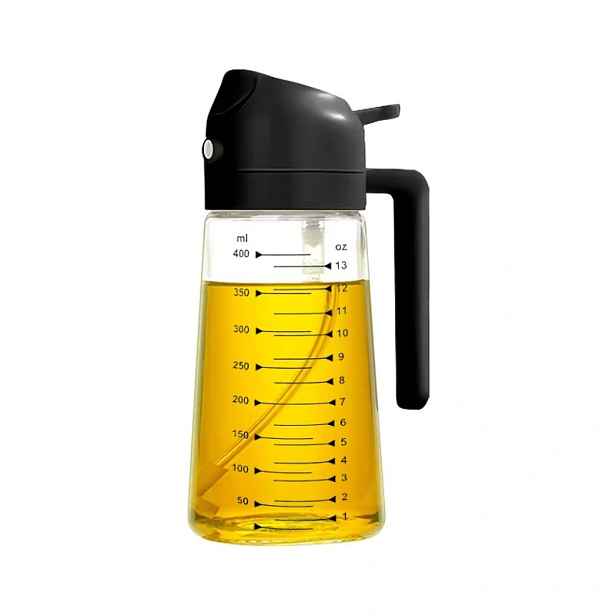 TEMU Plastová láhev s rozprašovačem oleje a rukojetí, 470 ml dávkovač oleje do kuchyně se snadným úchopem, nastavitelná , rozprašovač olivového oleje