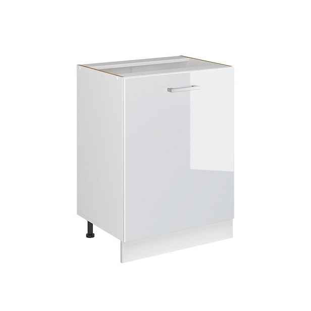 Vicco SPODNÍ SKŘÍŇKA KUCHYŇSKÉ LINKY R-Line, Bílá vysoký lesk/Bílá, 60 cm s 1 dveřmi bez pracovní desky