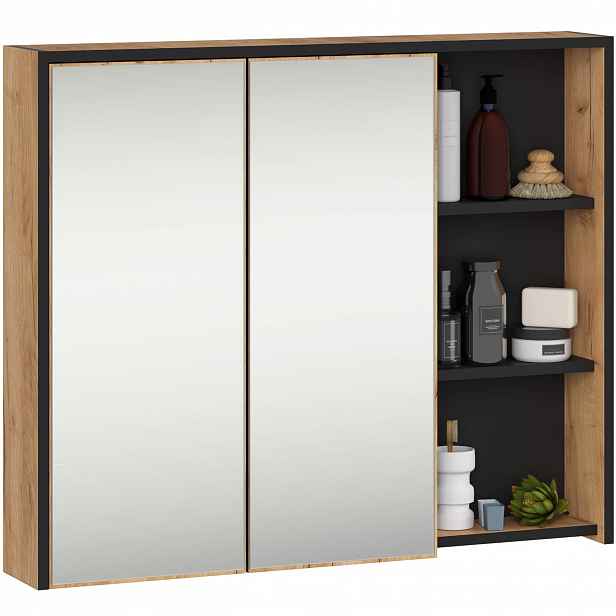 Závěsná Koupelnová Skříňka Vami W90 2D3P Lo Craft/černá Akd