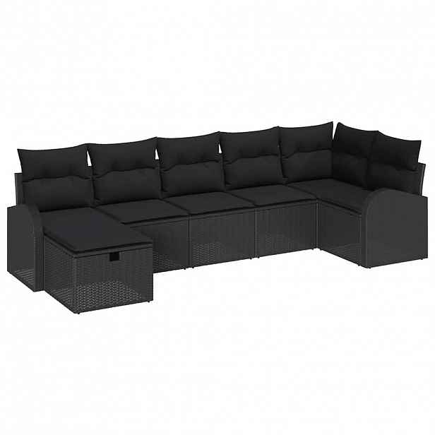 vidaXL Set pohovek 7 ks Černá polyratan