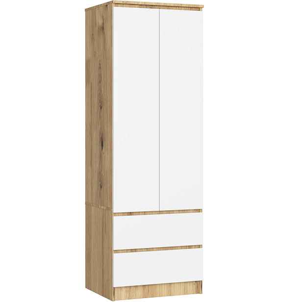 Ak furniture Šatní skříň STAR 60 cm dub artisan/bílá