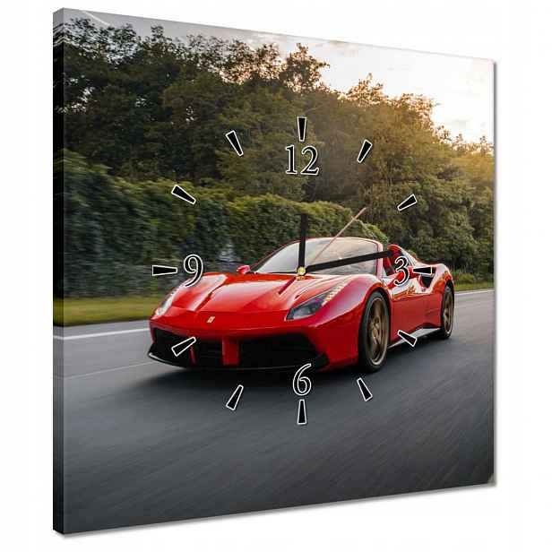 Hodiny 40x40 Červené Ferrari Cesta
