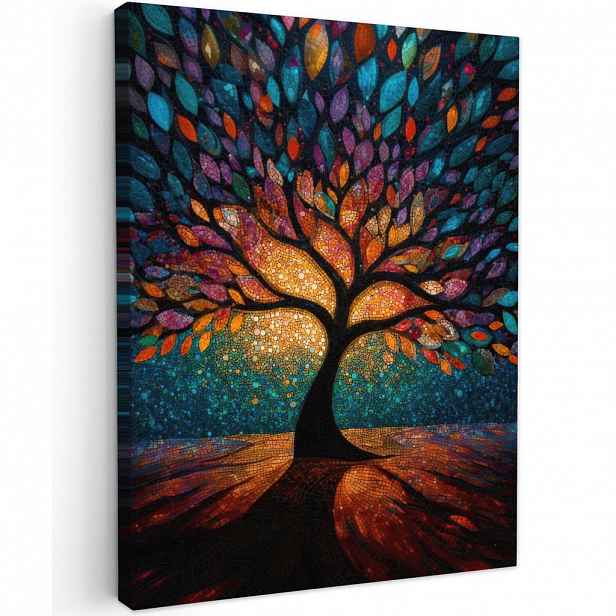MuchoWow OBRAZ NA PLÁTNĚ Mozaika - barevné - strom - větve 30x40 cm