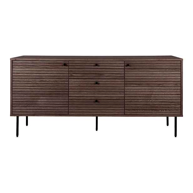 Tmavě hnědá nízká komoda v dekoru dubu 150x74 cm Kyoto – House Nordic