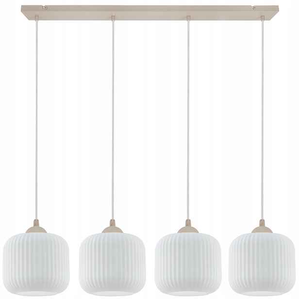 Závěsná Stropní Lampa Lustr Béžová Bílá Skleněná Do Kuchyně Jídelny E27