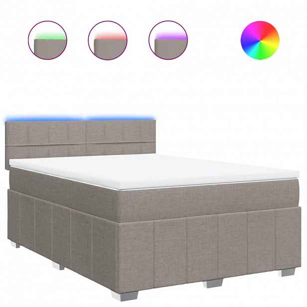 vidaXL Box spring postel s matrací taupe 140x190 cm textil