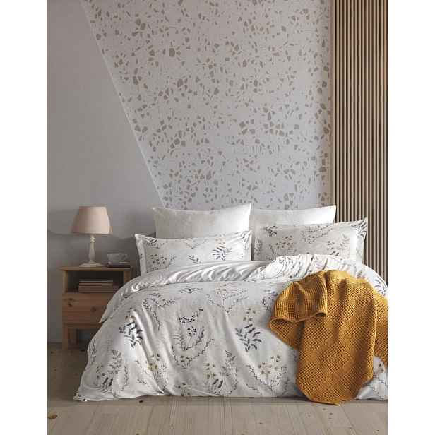 Béžové povlečení na jednolůžko z bavlny Renforcé 140x200 cm Soft Floral – Mila Home Luxury
