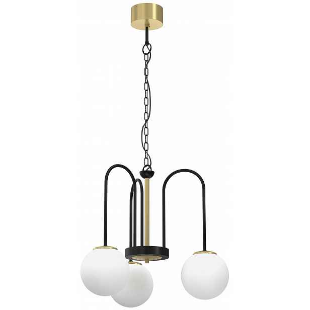 Lustr Cambridge Černý Zlatý Skleněný Moderní Elegance