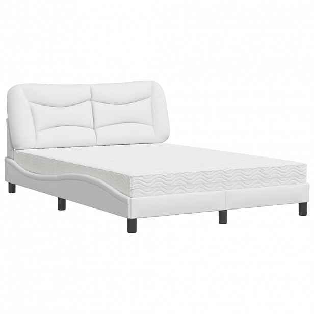 vidaXL Postel s matrací Hvar bílá 120 x 200 cm umělá kůže