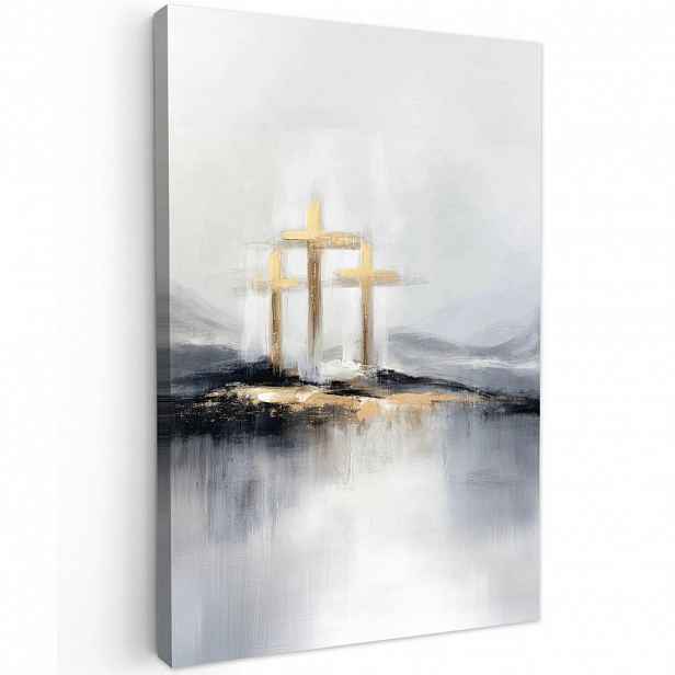 MuchoWow OBRAZ NA PLÁTNĚ Abstraktní - Malba - Křesťanství - Kříž 20x30 cm