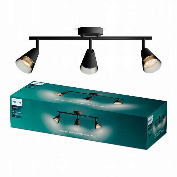 Stropní Svítidlo Reflektor Nástěnný 3x GU10 Černá Cleft Philips