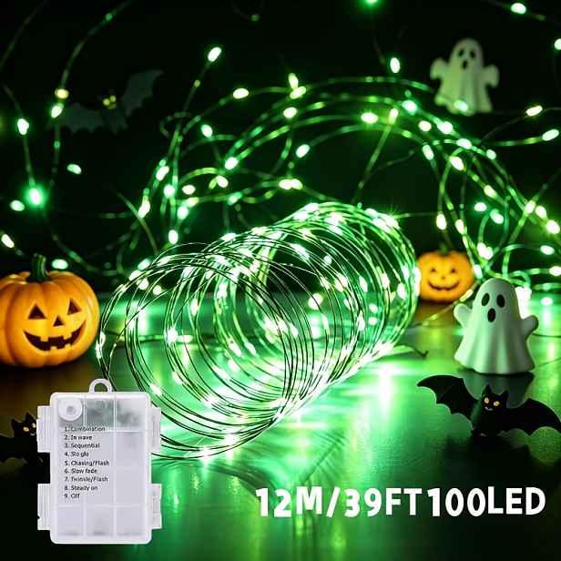 TEMU Halloweenská pohádková lampa k vlastnímu sestavení s bateriovým , 8 režimů, IP54, na baterie (baterie nejsou součástí), ideální pro sváteční