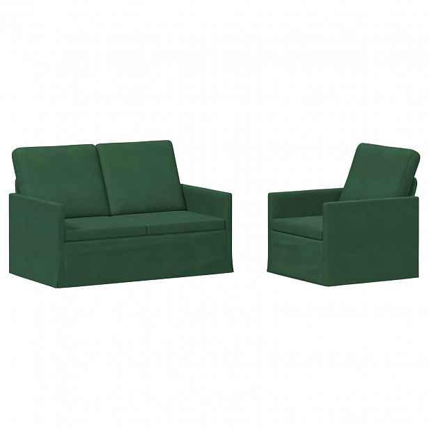 vidaXL Set pohovek 2 pcs Jungle Green Žebrovaná látka