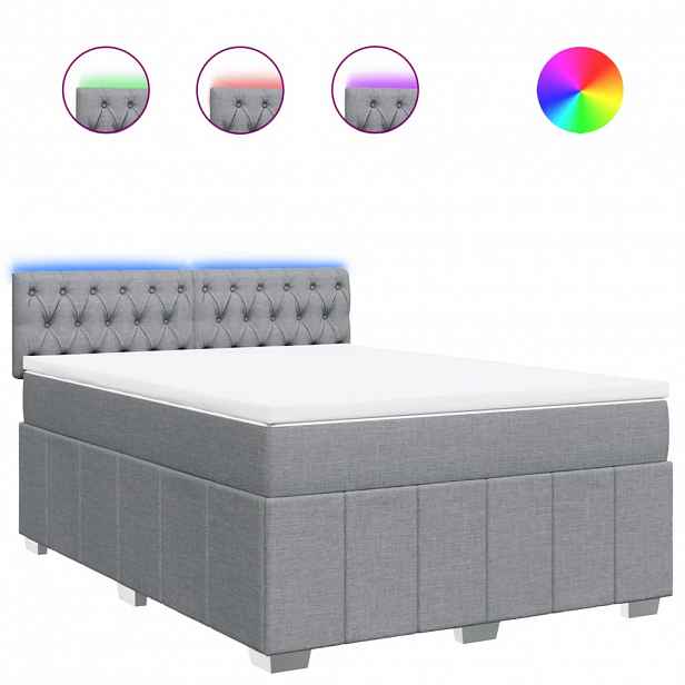 vidaXL Box spring postel s matrací světle šedá 140 x 190 cm textil