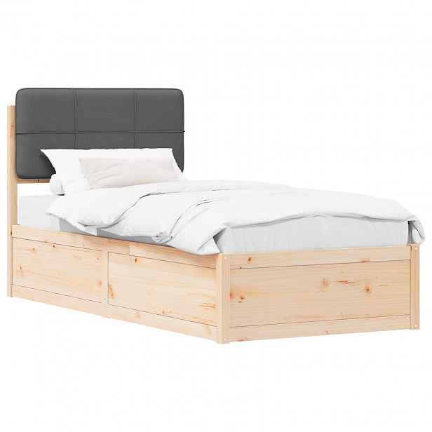 vidaXL Rám postele s čalouněným čelem s čelo Tmavě šedá 90 x 190 cm