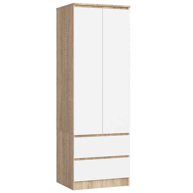 Ak furniture Šatní skříň Star 60 cm dub sonoma/bílá