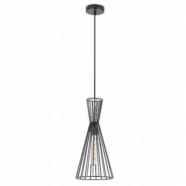 Industriální černá závěsná lampa s drátovým kuželem