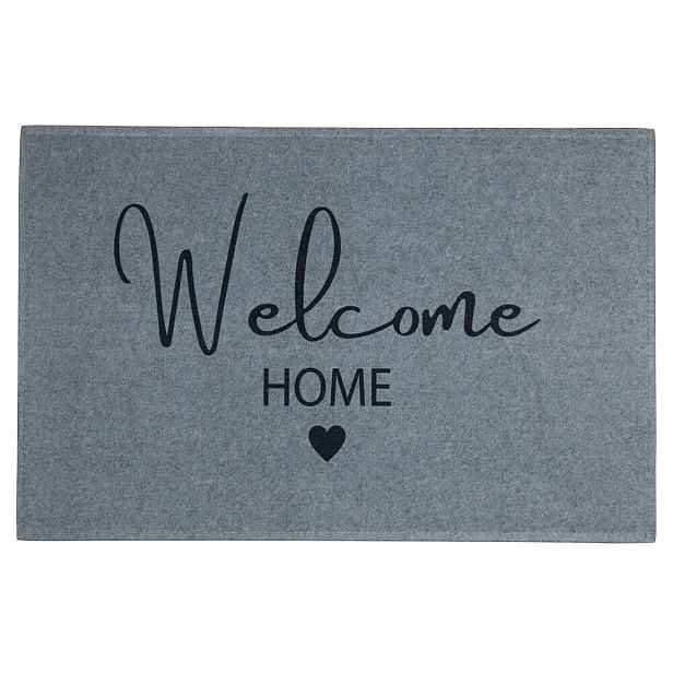 Šedá podlahová rohožka se srdíčkem Welcome Home - 75*50*1cm Mars & More