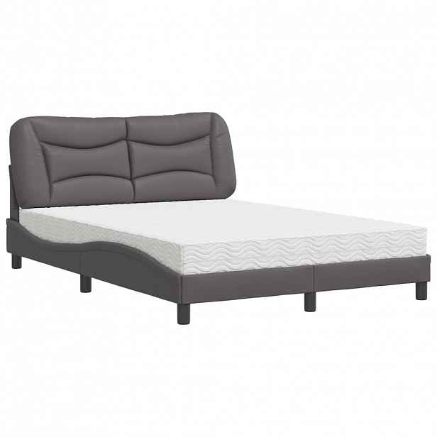 vidaXL Postel s matrací Hvar šedá 120 x 200 cm umělá kůže