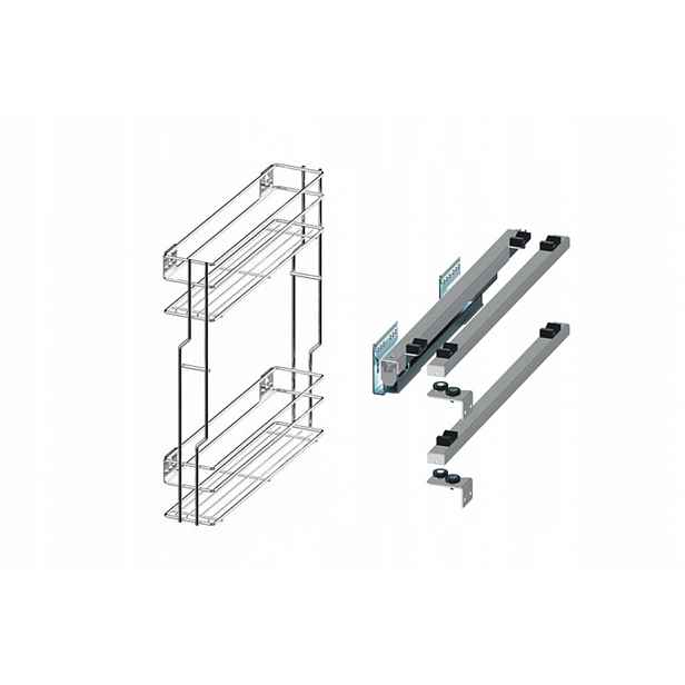 Cargo koš do skříně levý 15 cm 150 chrom 2p Rejs Push plný výsuv