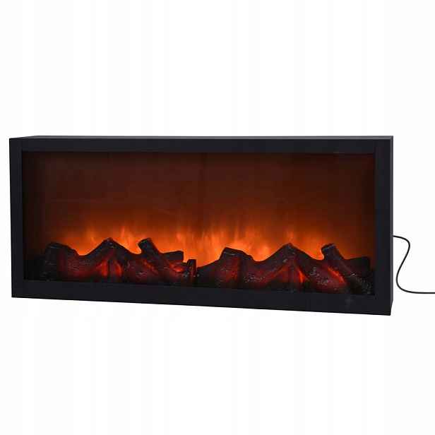 Elektrický Led krb, kovový, černý, 57 x 25 cm