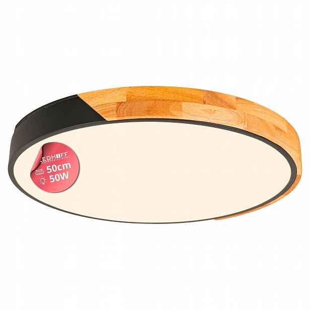 Lampa Stropní Svítidlo stropní Led Dřevo Kov 50 cm 50 W Černá 4000K Neutrální