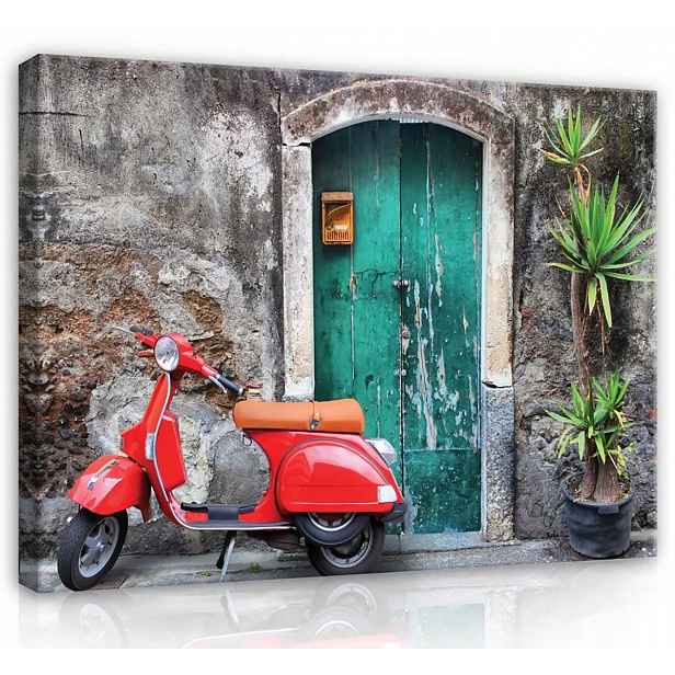 Obraz Na Plátně Plátno 100x75 Skútr Vespa Ulice