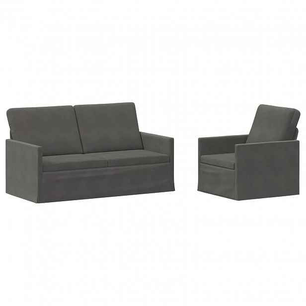 vidaXL Set pohovek 2 pcs Tmavě šedá Žebrovaná látka