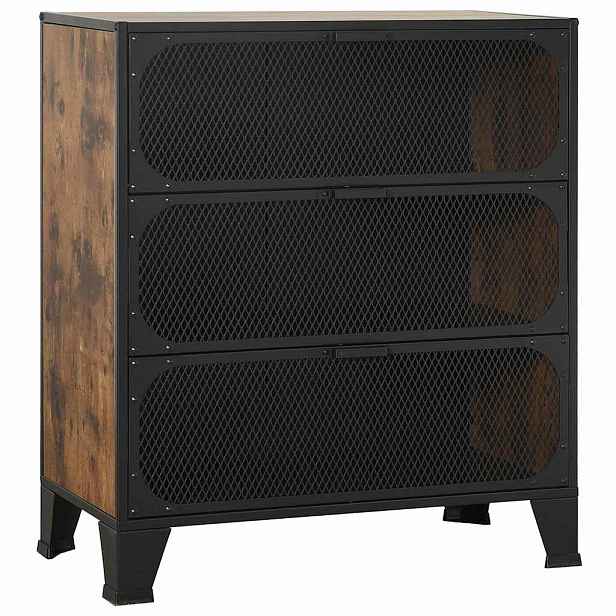 vidaXL Úložná skříň rustikální hnědá 72 x 36 x 82 cm kov a MDF