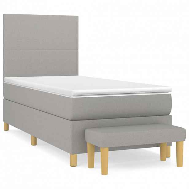 vidaXL Box spring postel s matrací světle šedá 90x190 cm textil