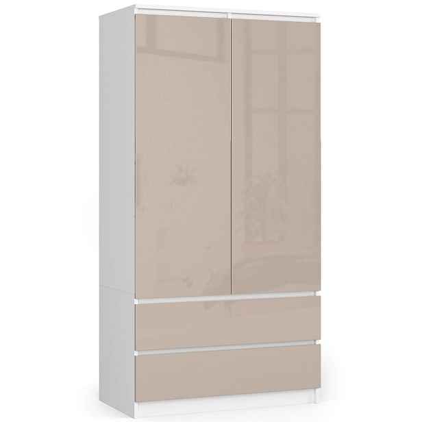 Ak furniture Šatní skříň Star 90 cm bílá/cappuccino lesk