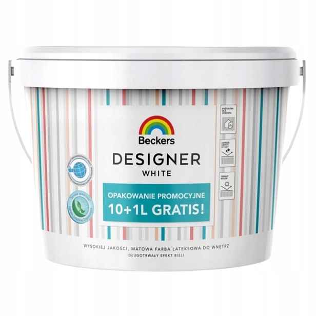 Barva barva Beckers Designer White 10L 1L Bílá Matná na stěny stropů