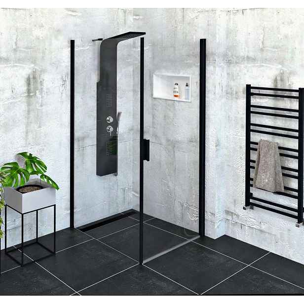 Polysan Zoom Black - Sprchový kout 80x100 cm, L/P varianta, Antidrop, čiré sklo/matná černá ZL1280BZL3210B