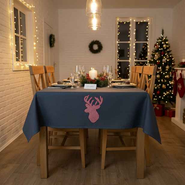 Vánoční ubrus na stůl CHRISTMAS DEER šedá 110x160 cm
