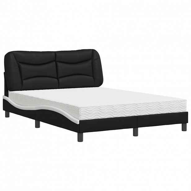 vidaXL Postel s matrací Hvar černá a bílá 120 x 200 cm umělá kůže