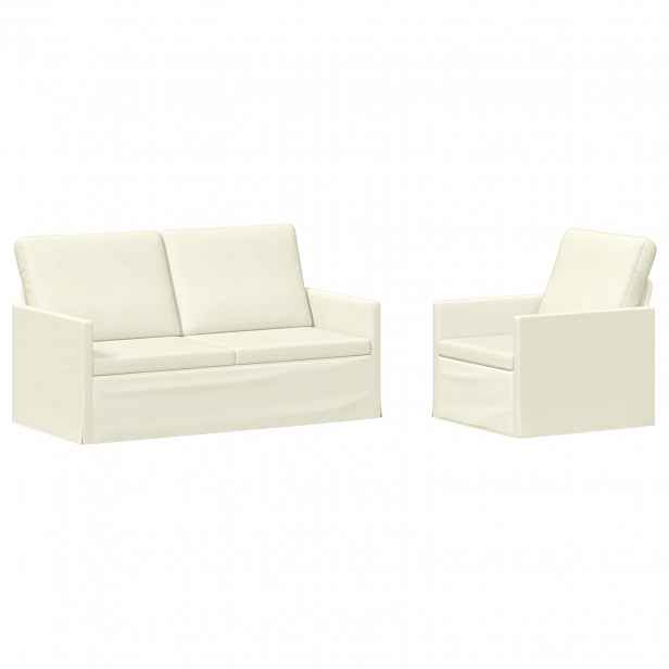 vidaXL Set pohovek 2 pcs Krémová Žebrovaná látka