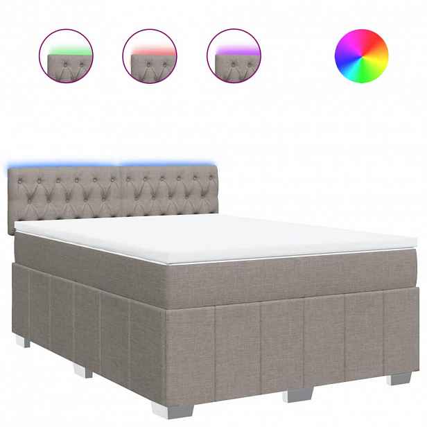 vidaXL Box spring postel s matrací taupe 140x190 cm textil