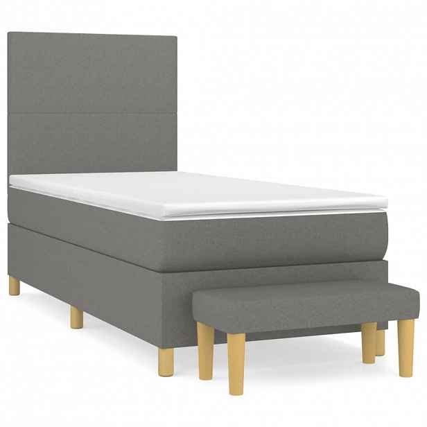 vidaXL Box spring postel s matrací tmavě šedá 90x190 cm textil