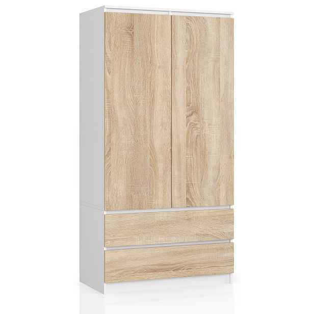 Ak furniture Šatní skříň Star 90 cm bílá/dub sonoma